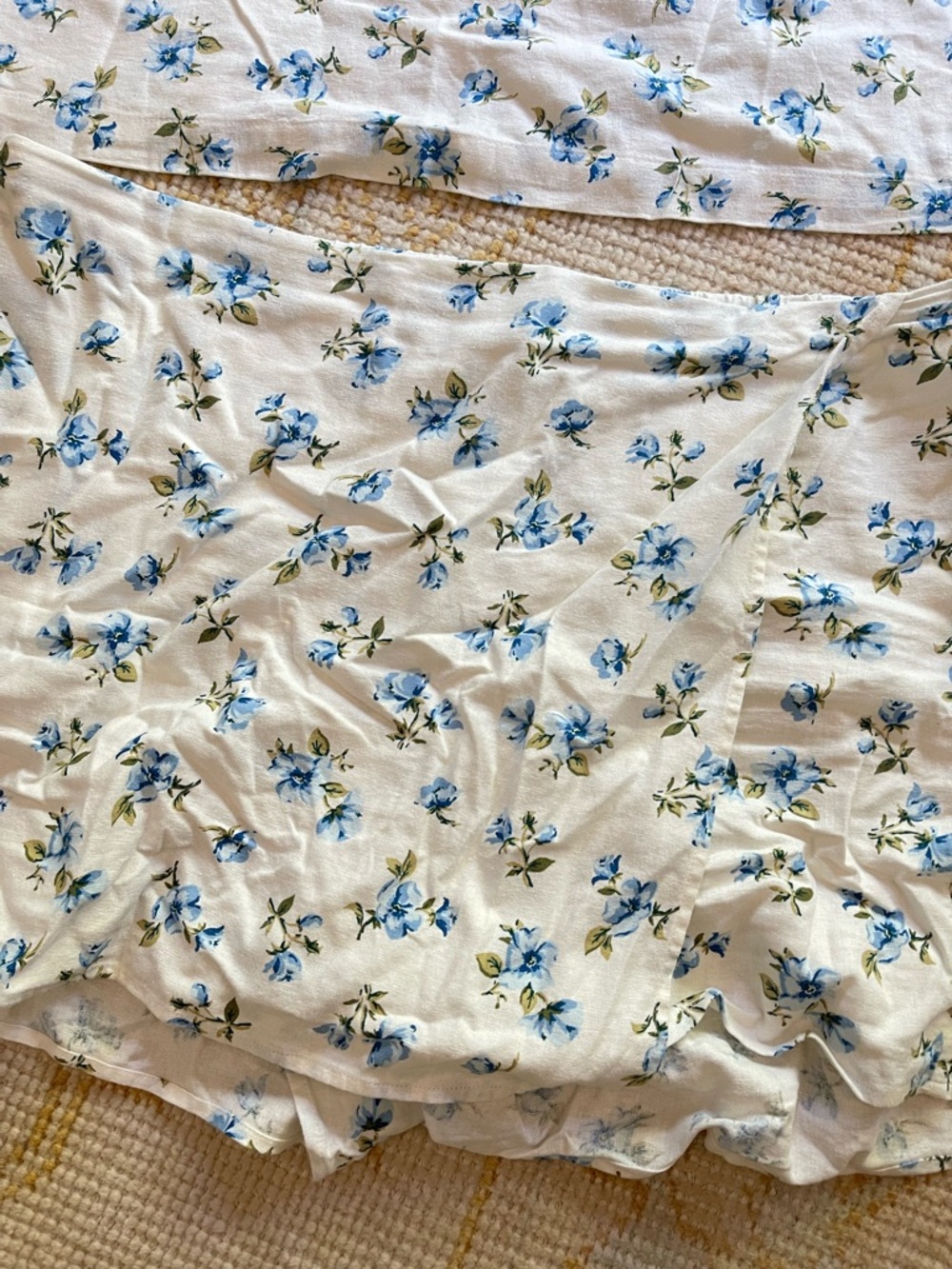 Women's Floral White and Blue Linen Top & Mini Skort - Picture 2 of 6